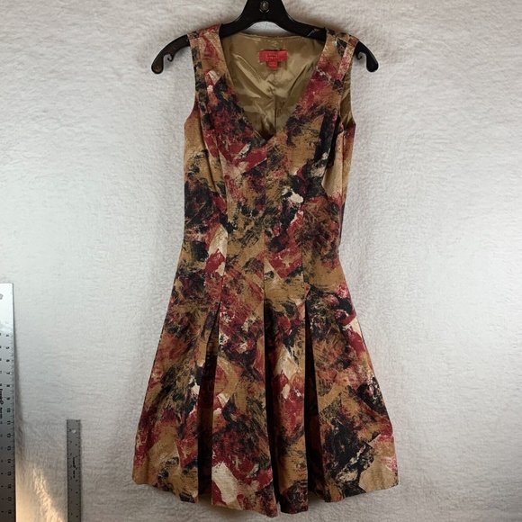 Lavia18 Fit & Flare Dress Women's 38 Multicolor Abstract Sleeveless‎ V-Neck 6557 - Picture 1 of 9